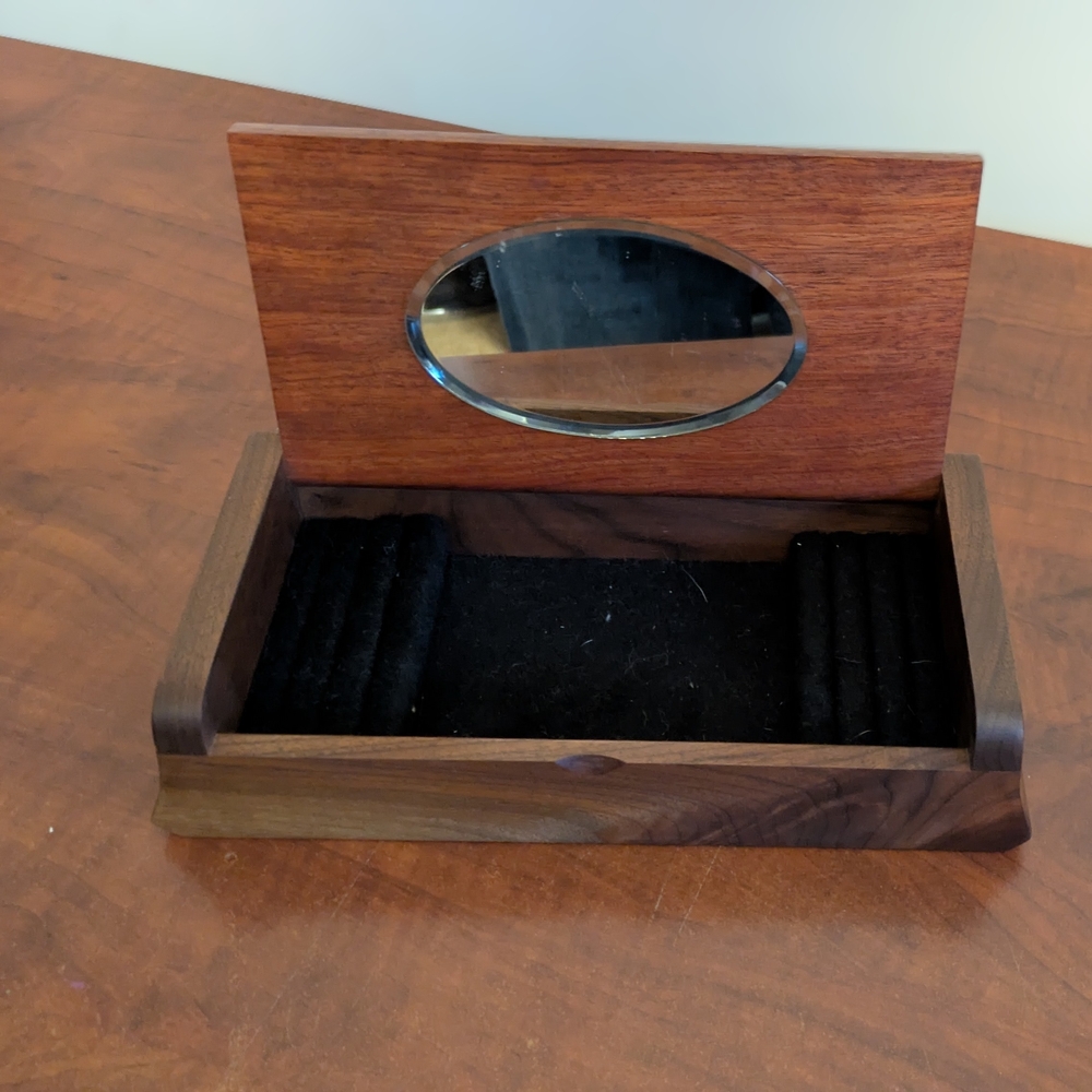Elegant Handmade Wooden Jewelry Box  with Mirror